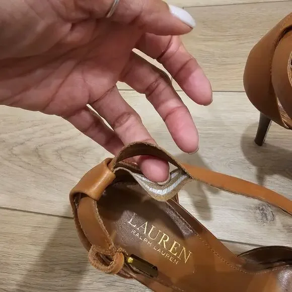 Lauren by Ralph Lauren Women's Beth Brown Leather Heels Size 9 - Picture 8 of 8